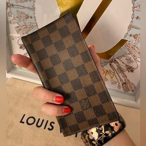 Louis Vuitton Brown Damier Long Wallet Checkbook Card Holder